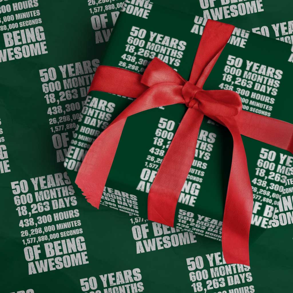 50 Years Of Being Awesome Wrapping Paper Roll 50th Birthday Gift Idea