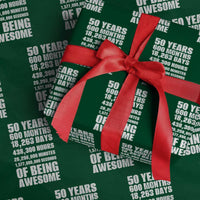 50 Years Of Being Awesome Wrapping Paper Roll 50th Birthday Gift Idea