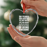 50 Years Of Being Awesome Heart Crystal Glass Ornament 50th Birthday Gift Idea