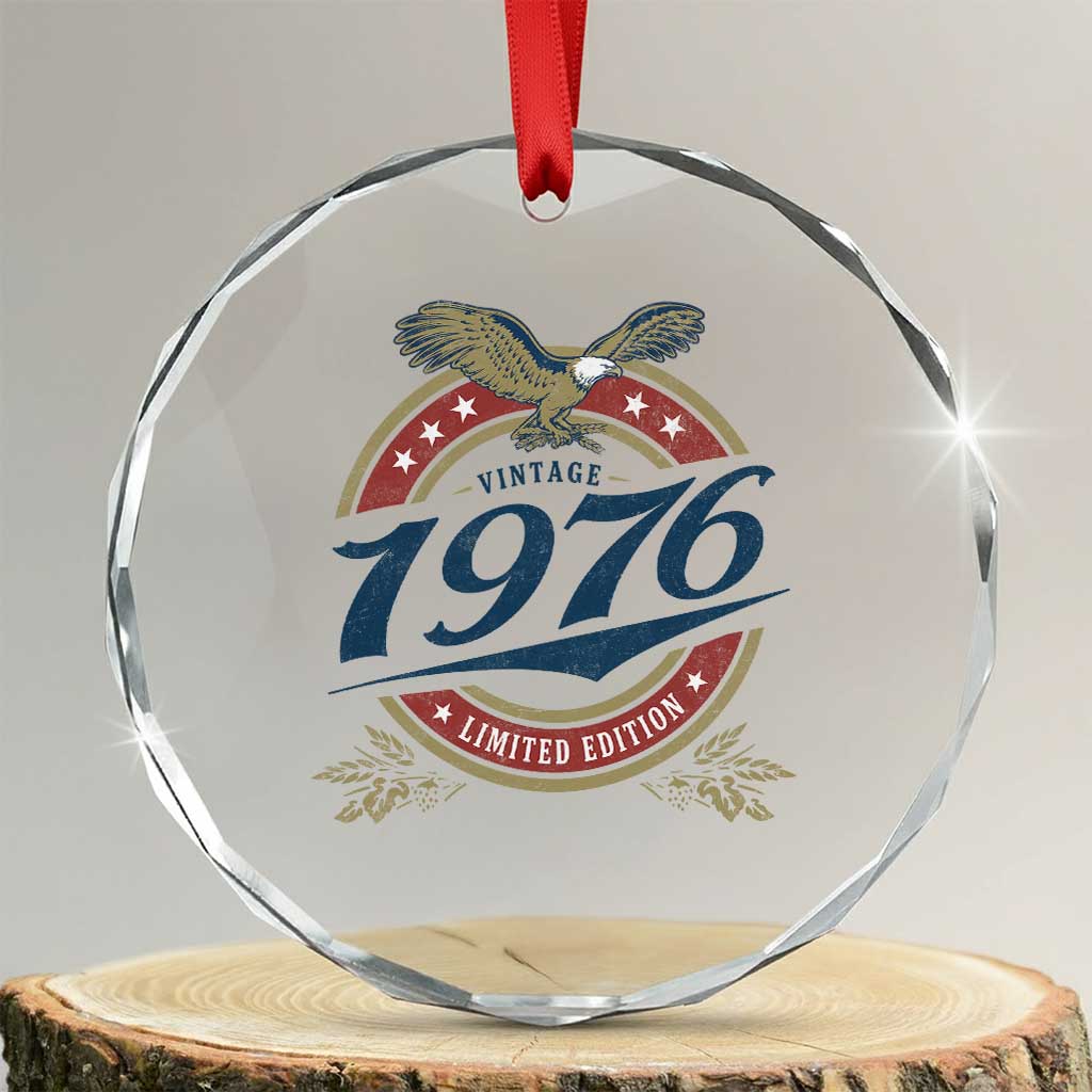 50th Birthday Beer Lover Vintage 1976 Limited Edition Crystal Glass Ornament Bald Eagle