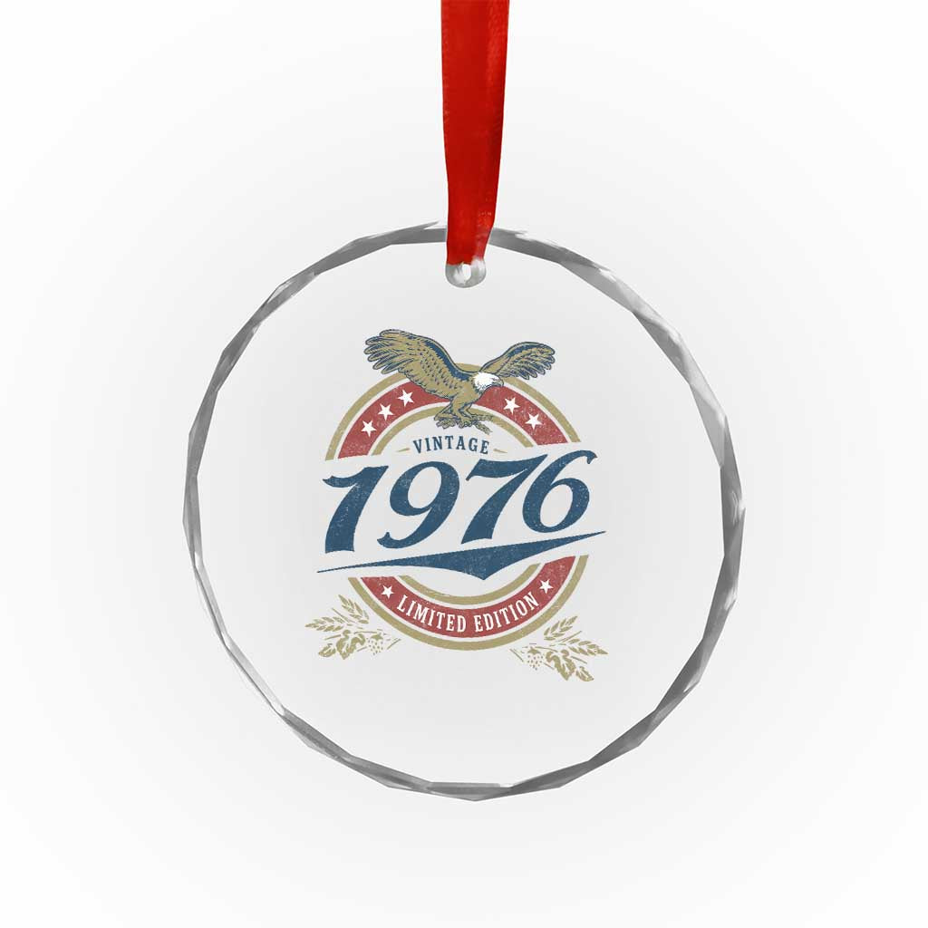 50th Birthday Beer Lover Vintage 1976 Limited Edition Crystal Glass Ornament Bald Eagle
