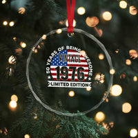 50th Birthday Crystal Glass Ornament Vintage 1976 50 Year Old Birthday American Flag