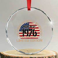 50th Birthday Crystal Glass Ornament Vintage 1976 50 Year Old Birthday USA Flag