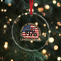 50th Birthday Crystal Glass Ornament Vintage 1976 50 Year Old Birthday USA Flag