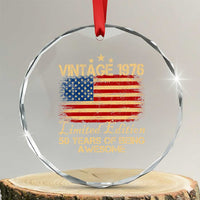 50th Birthday Crystal Glass Ornament Vintage 1976 Limited Edition 50 Year Old Birthday USA Flag