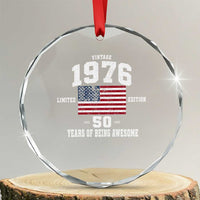 50th Birthday Crystal Glass Ornament Vintage 1976 Limited Edition 50 Years Of Being Awesome USA Flag