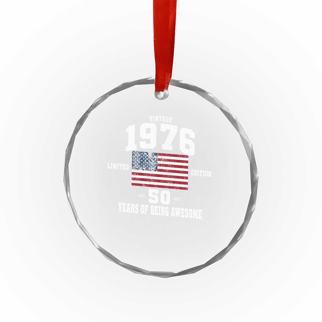 50th Birthday Crystal Glass Ornament Vintage 1976 Limited Edition 50 Years Of Being Awesome USA Flag