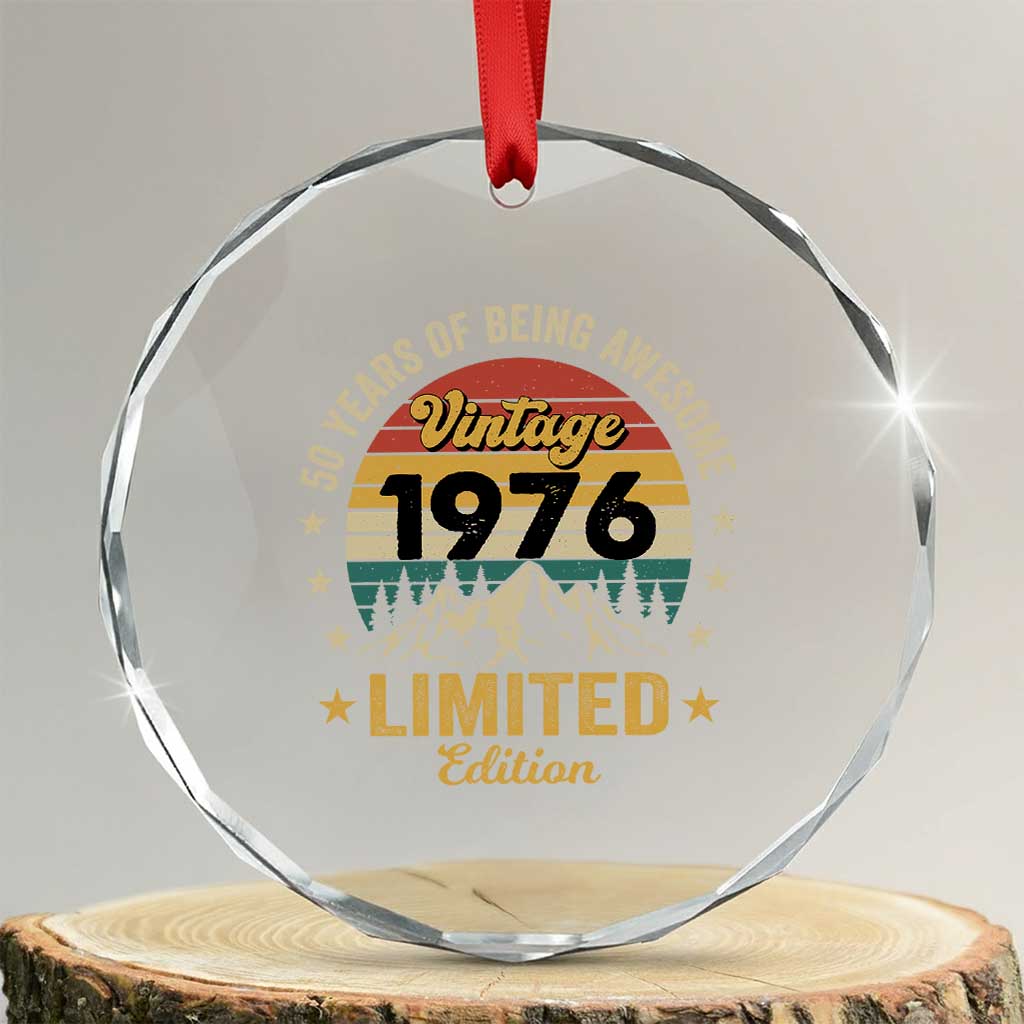 50th Birthday Crystal Glass Ornament Vintage 1976 Limited Edition Retro 50 Years Of Being Awesome Mountain