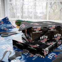 50th Birthday Wrapping Paper Roll Vintage 1976 Limited Edition 50 Years Of Being Awesome USA Flag