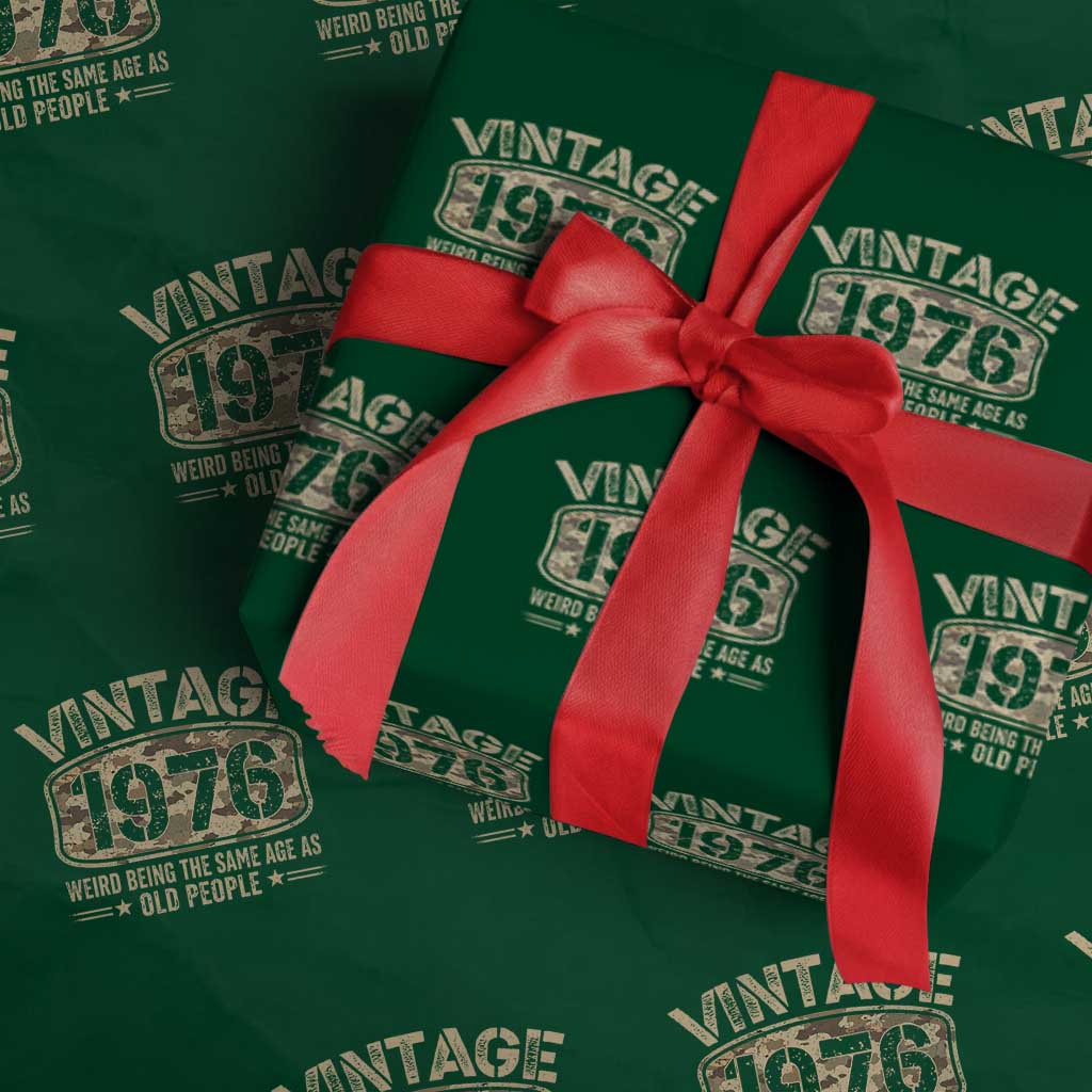 50th Birthday Gift For Men Wrapping Paper Roll Retro Camo 1976 Weird Being The Same Age As Old People