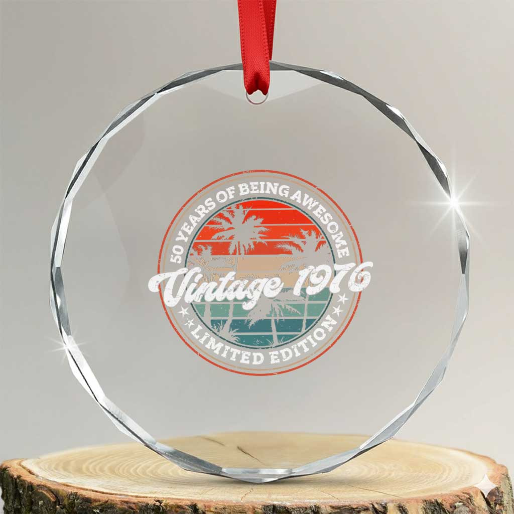 50th Birthday Gifts Crystal Glass Ornament Vintage 1976 50 Year Old Birthday