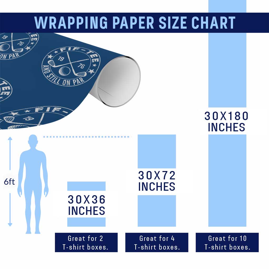 50th Birthday Golf Wrapping Paper Roll Vintage 1976 Fif Tee And Still On Par Golf Lover Gift