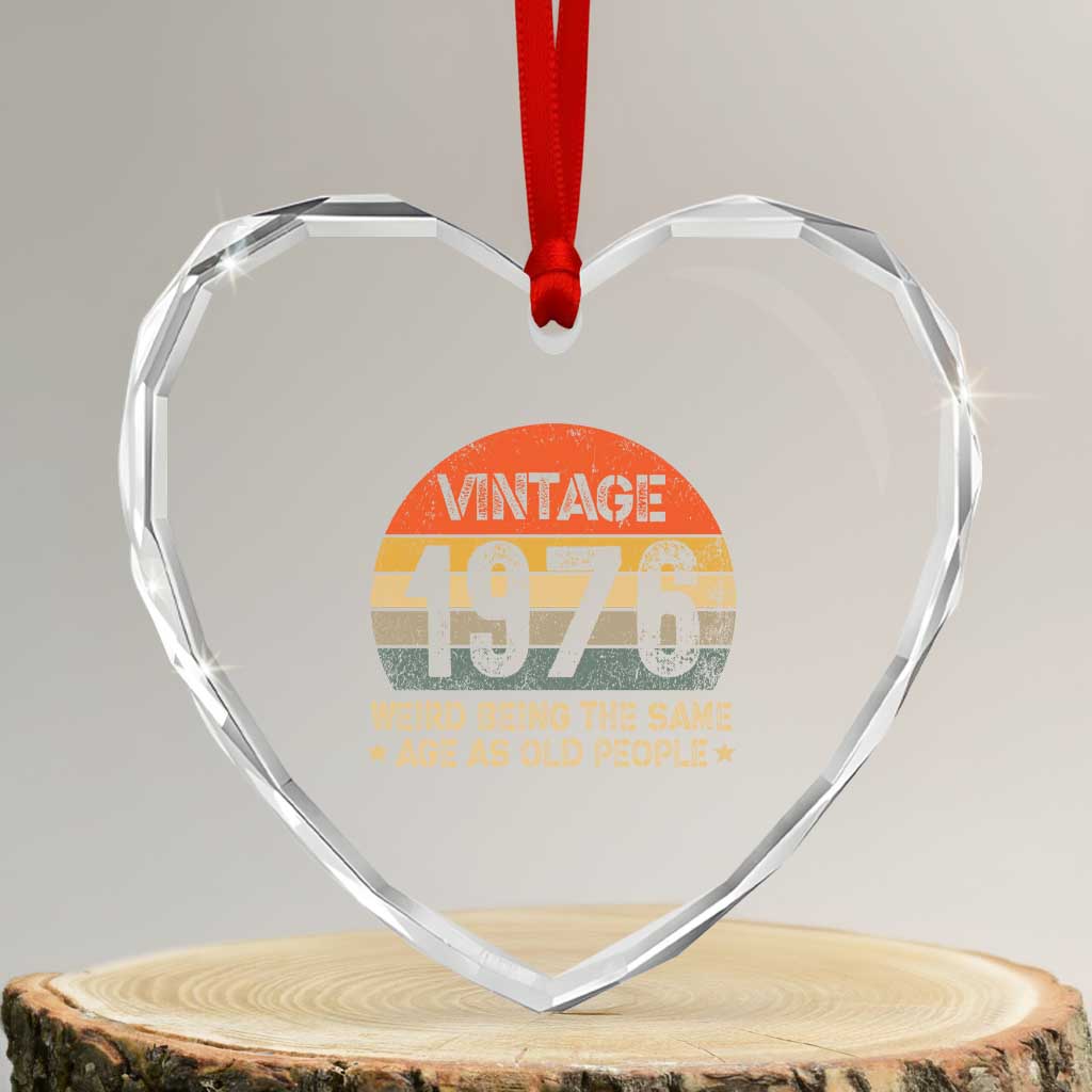 50th Birthday Heart Crystal Glass Ornament Retro 1976 Weird Being The Same Age As Old People