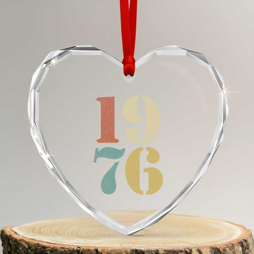 50th Birthday Heart Crystal Glass Ornament Retro Vintage 1976 50 Year Old Gifts