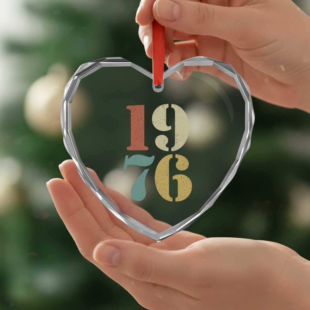 50th Birthday Heart Crystal Glass Ornament Retro Vintage 1976 50 Year Old Gifts