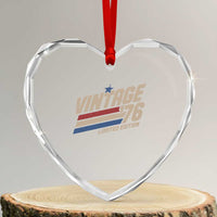 50th Birthday Heart Crystal Glass Ornament Vintage 1976 50 Years Old Birthday USA Stripes