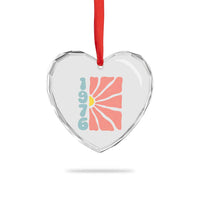 50th Birthday Heart Crystal Glass Ornament Vintage 1976 Boho Flowers 50 Years Old Birthday