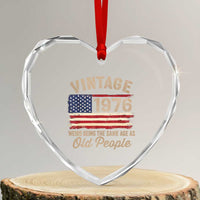 50th Birthday Heart Crystal Glass Ornament Vintage 1976 Weird Being the Same Age as Old People USA Flag