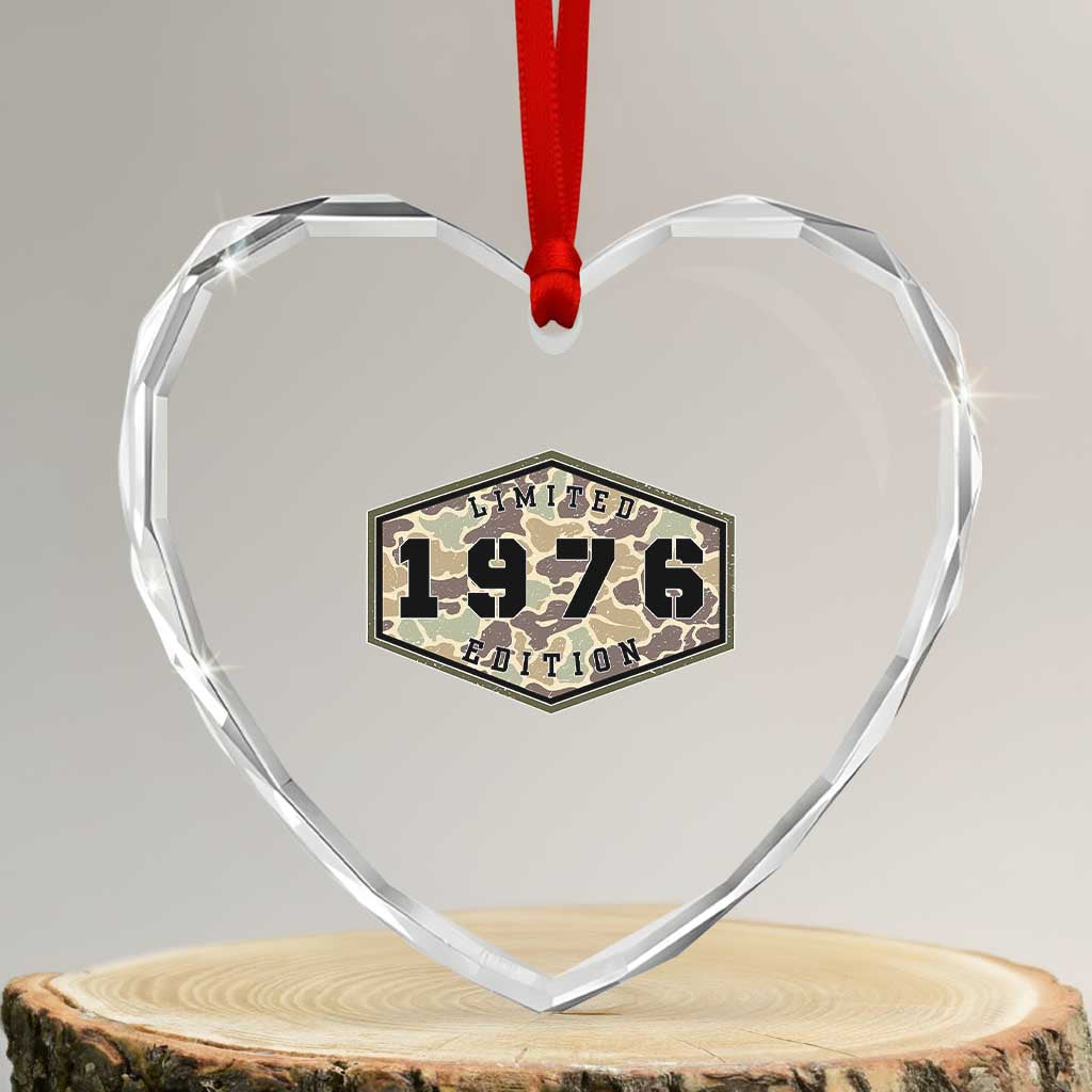 50th Birthday Hunting Heart Crystal Glass Ornament 1976 Limited Edition Vintage Camouflage Gifts For Turning 50