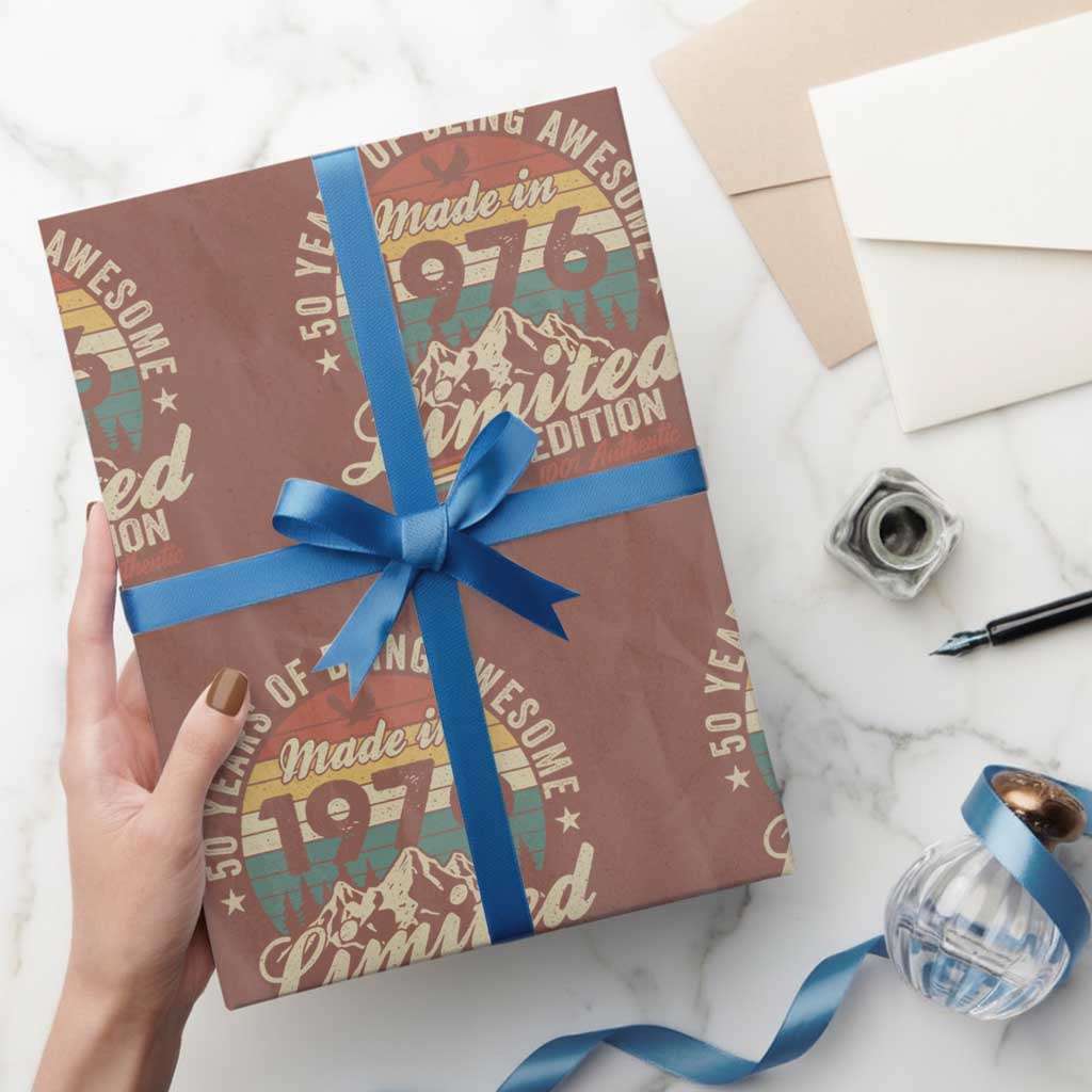 50th Birthday Made In 1976 Wrapping Paper Roll 50 Years Of Being Awesome Vintage Limited Edition