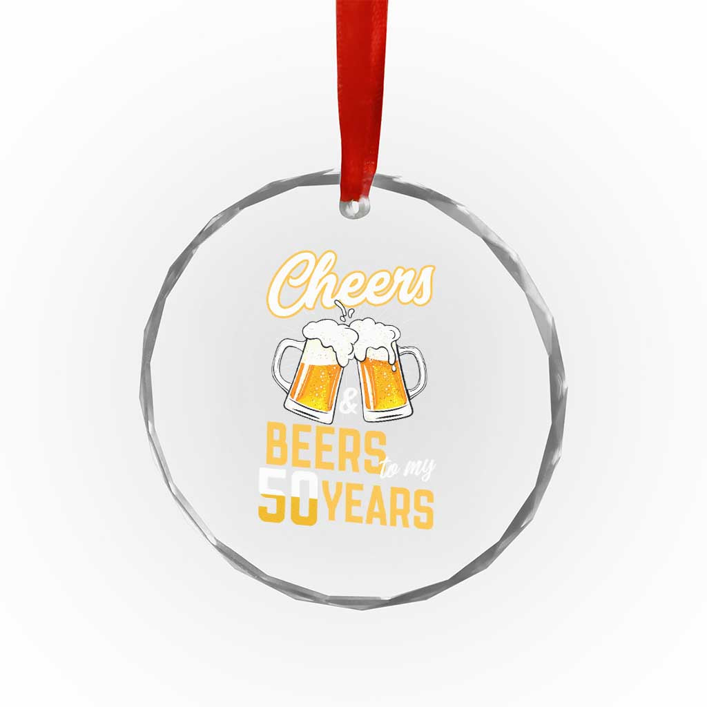 50th Birthday Party Gift Crystal Glass Ornament Cheers Beers To My 50 Years