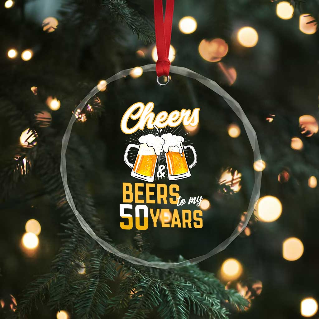 50th Birthday Party Gift Crystal Glass Ornament Cheers Beers To My 50 Years