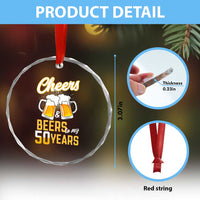 50th Birthday Party Gift Crystal Glass Ornament Cheers Beers To My 50 Years