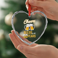 50th Birthday Party Gift Heart Crystal Glass Ornament Cheers Beers To My 50 Years