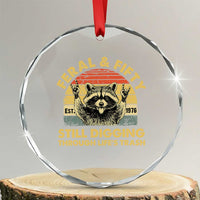 50th Birthday Raccoon Crystal Glass Ornament Feral And Fifty Still Digging Through Life's Trash Est 1976