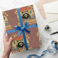 50th Birthday Raccoon Wrapping Paper Roll Feral And Fifty Still Digging Through Life's Trash Est 1976