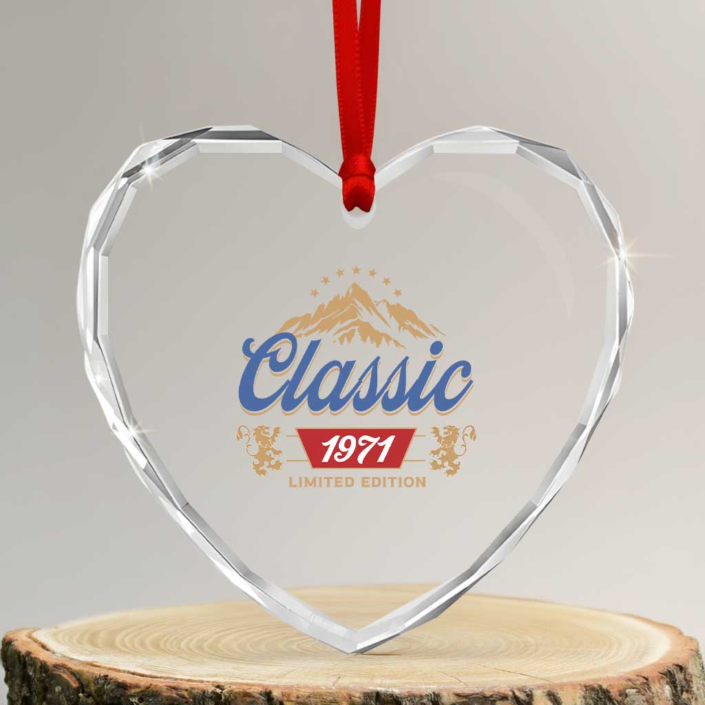 55th Birthday Beer Classic 1971 Limited Edition Heart Crystal Glass Ornament Funny Gifts for 55 Year Olds