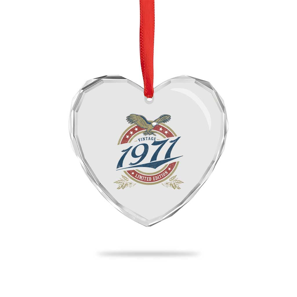 55th Birthday Beer Lover Vintage 1971 Limited Edition Heart Crystal Glass Ornament Bald Eagle