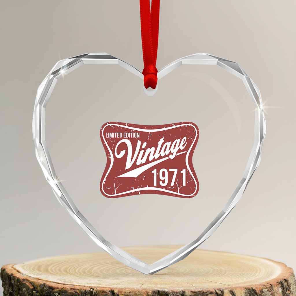 55th Birthday Beer Lover Vintage 1971 Limited Edition Heart Crystal Glass Ornament Red Metal Beer Soft Sign Graphic