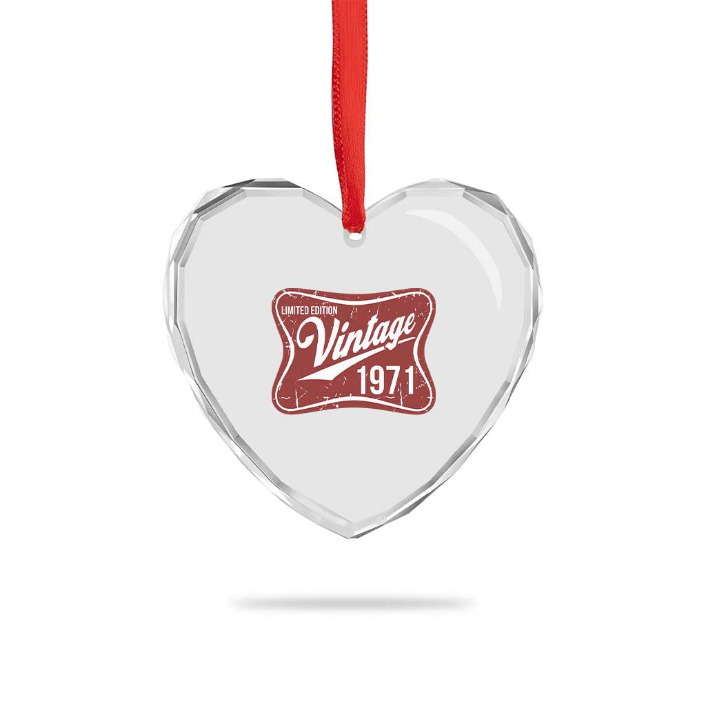 55th Birthday Beer Lover Vintage 1971 Limited Edition Heart Crystal Glass Ornament Red Metal Beer Soft Sign Graphic