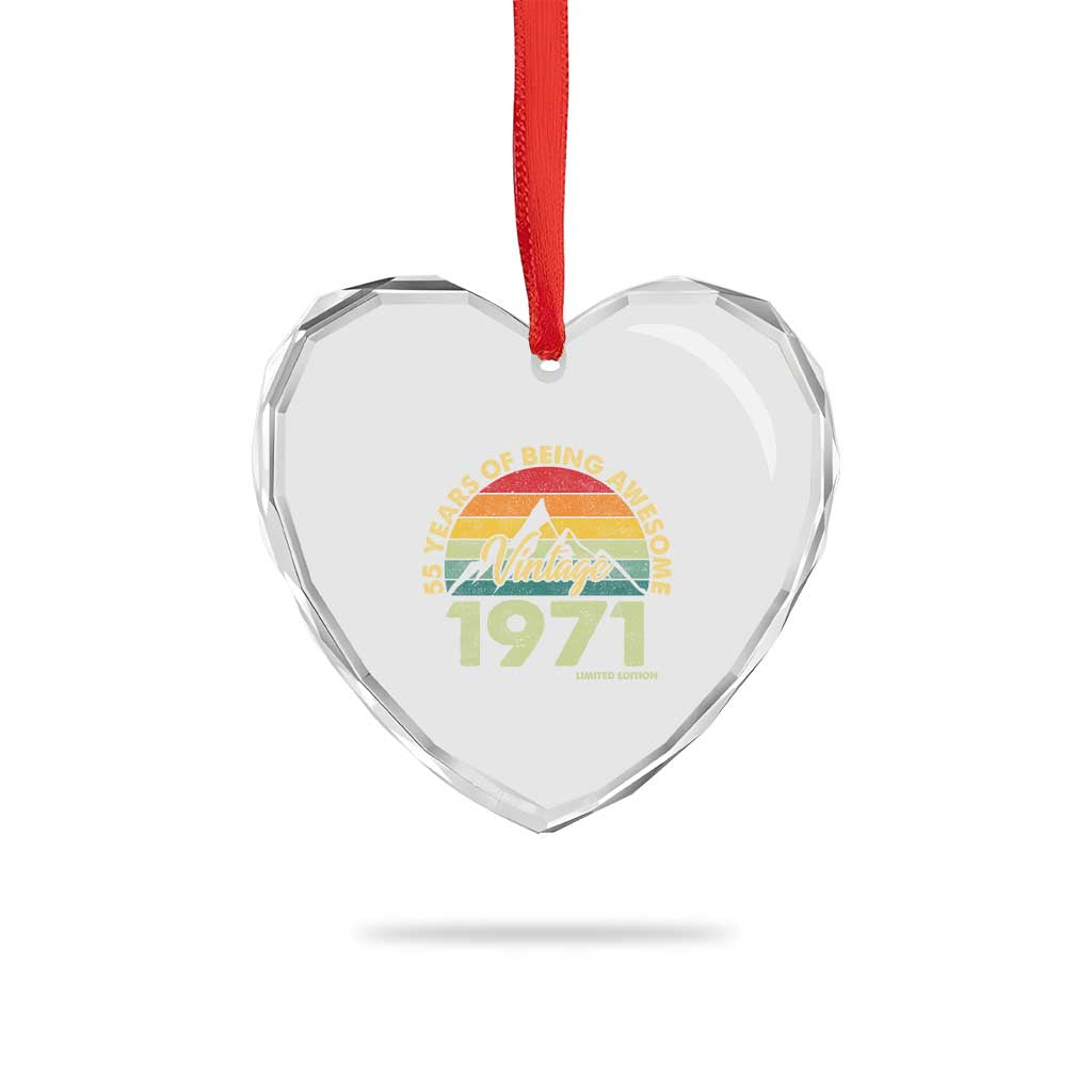 55th Birthday Heart Crystal Glass Ornament Vintage 1971 Limited Edition 55 Year Old Gift