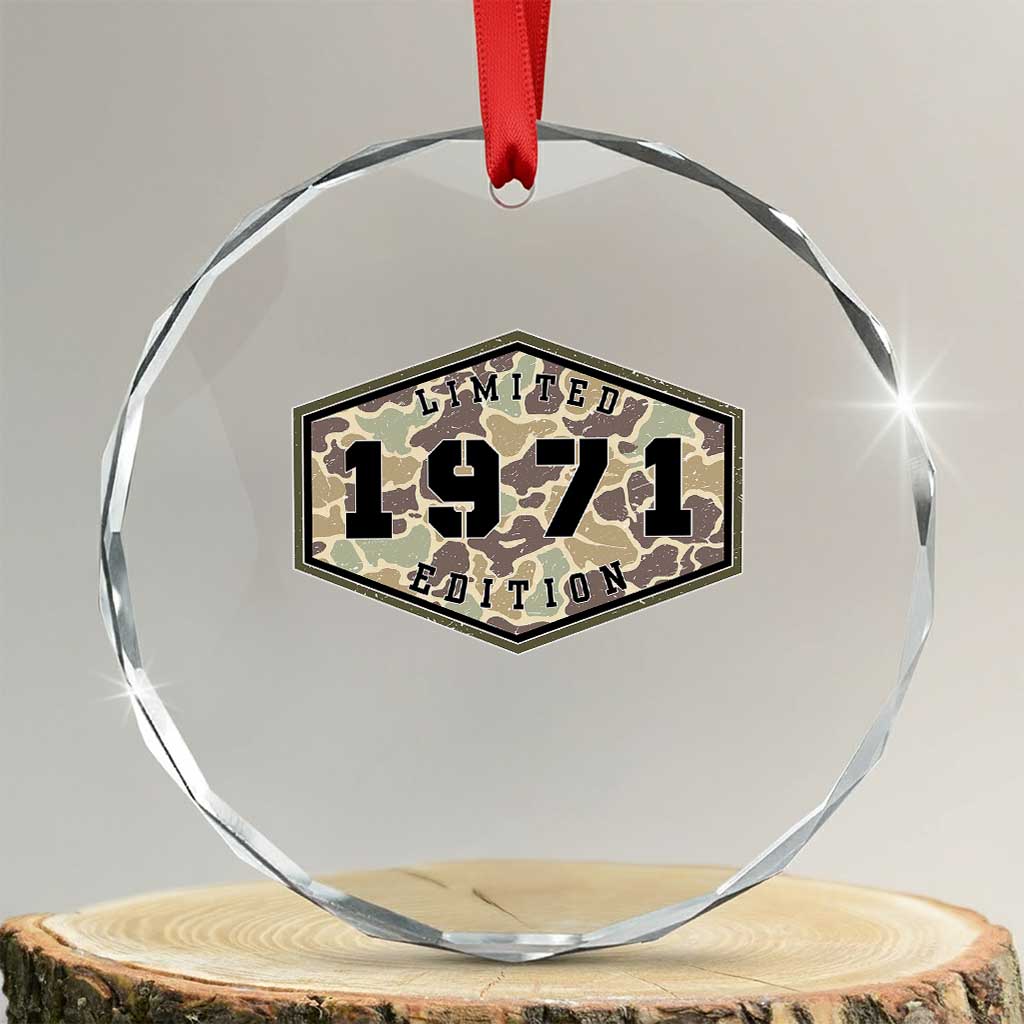 55th Birthday Hunting Crystal Glass Ornament 1971 Limited Edition Vintage Camouflage Gifts For Turning 55