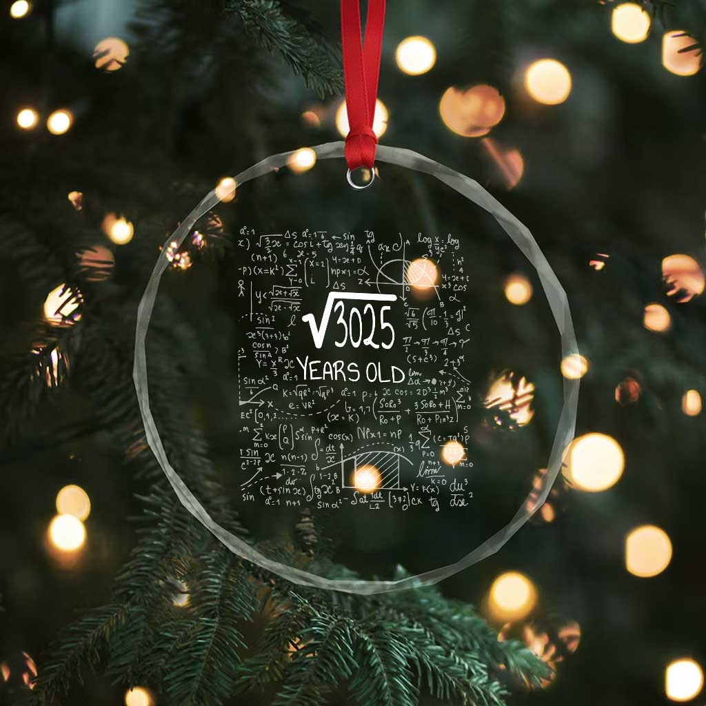 55th Birthday Math Crystal Glass Ornament Square Root of 3025 Funny Math Nerd 55 Year Old Gift