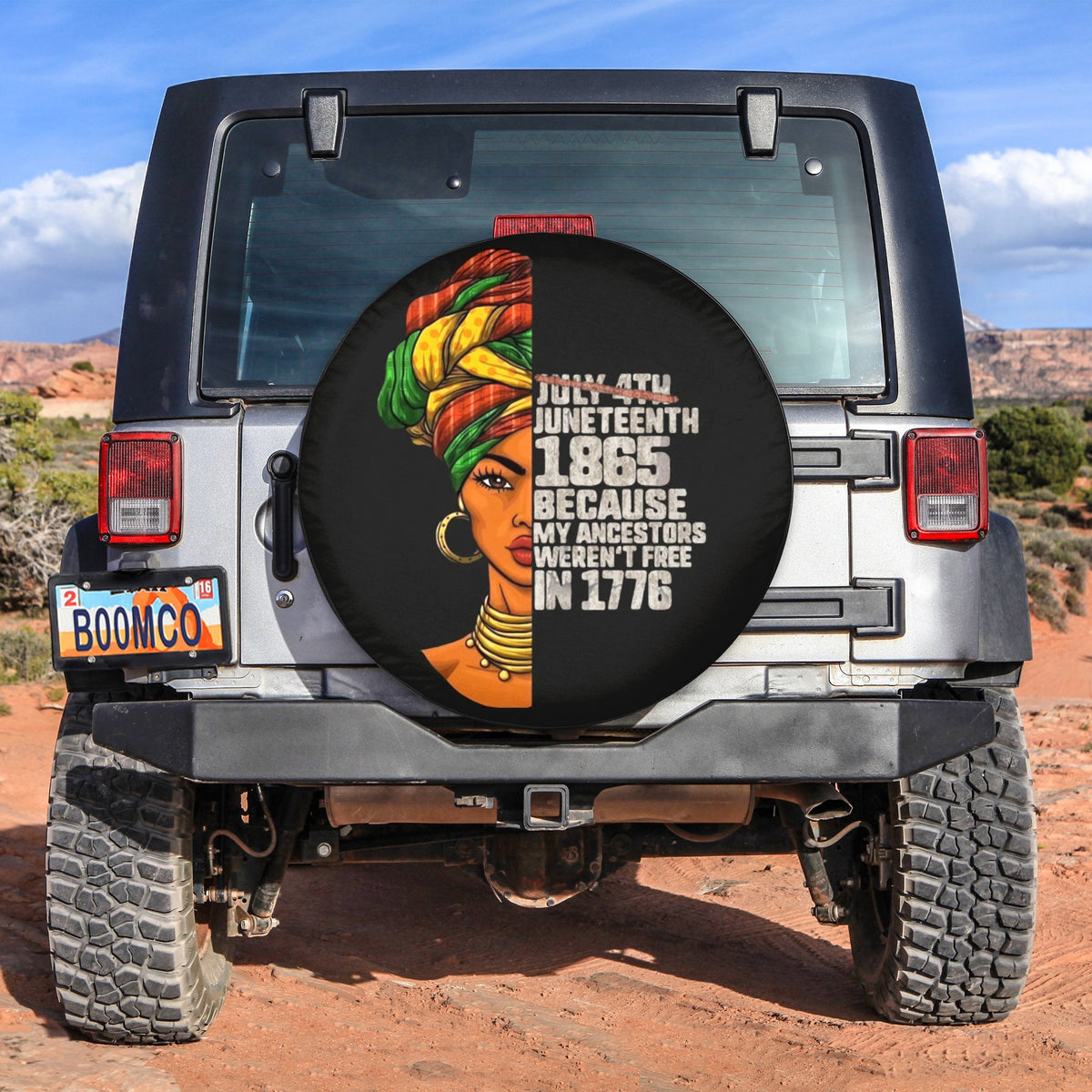 African Tire Covers - Juneteenth Spare Tire Cover Juneteenth 1865, My Ancestors Weren't Free In 1776 NO.57 LT8 - Wonder Print Shop