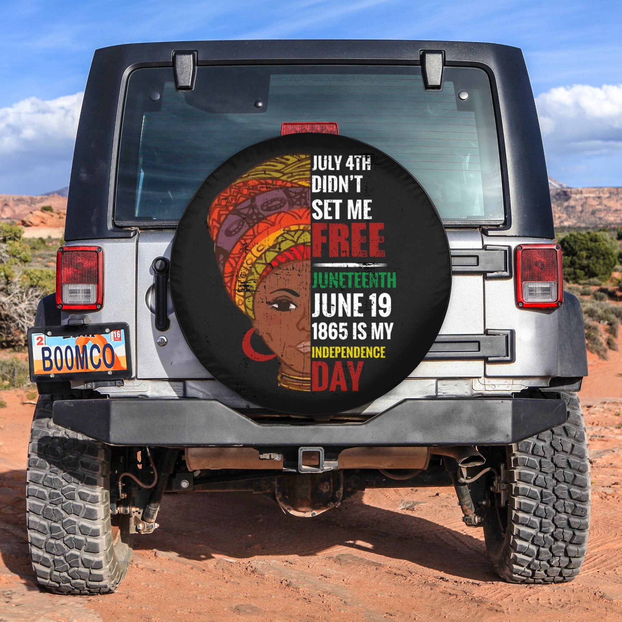African Tire Covers - Juneteenth Spare Tire Cover Juneteenth 1865, My Ancestors Weren't Free In 1776 NO.59 LT8 - Wonder Print Shop