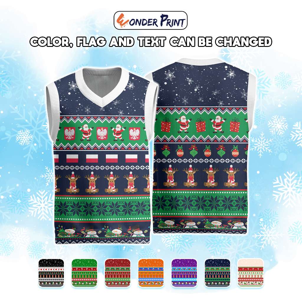 Custom Europe Countries Christmas Knitted V-Neck Vest Funny Style - Wonder Print Shop