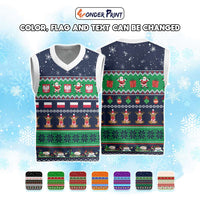 Custom Europe Countries Christmas Knitted V-Neck Vest Funny Style - Wonder Print Shop