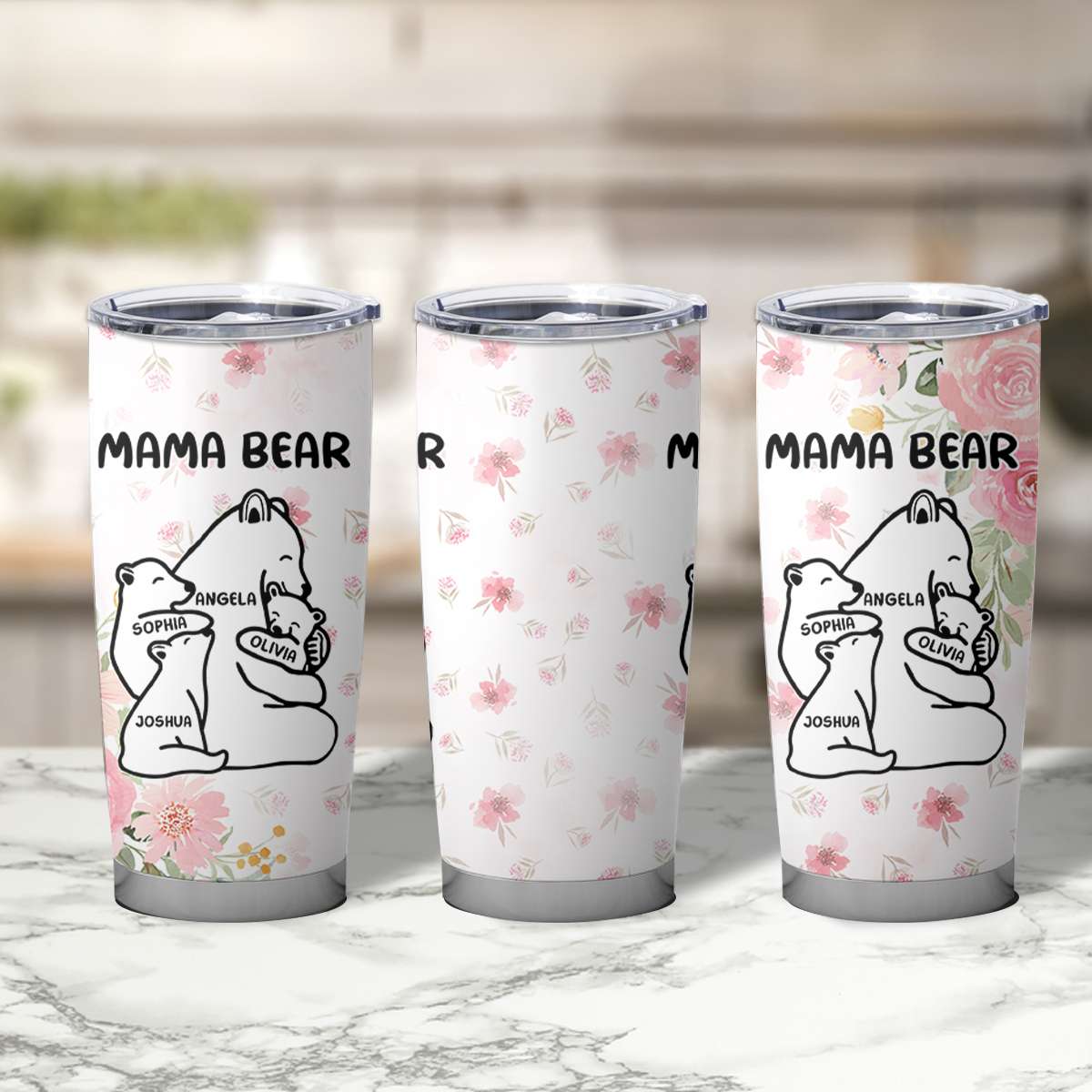 Custom Mother's Day Tumbler Cup Mama Bear With Cubs | Wonder Print Shop
