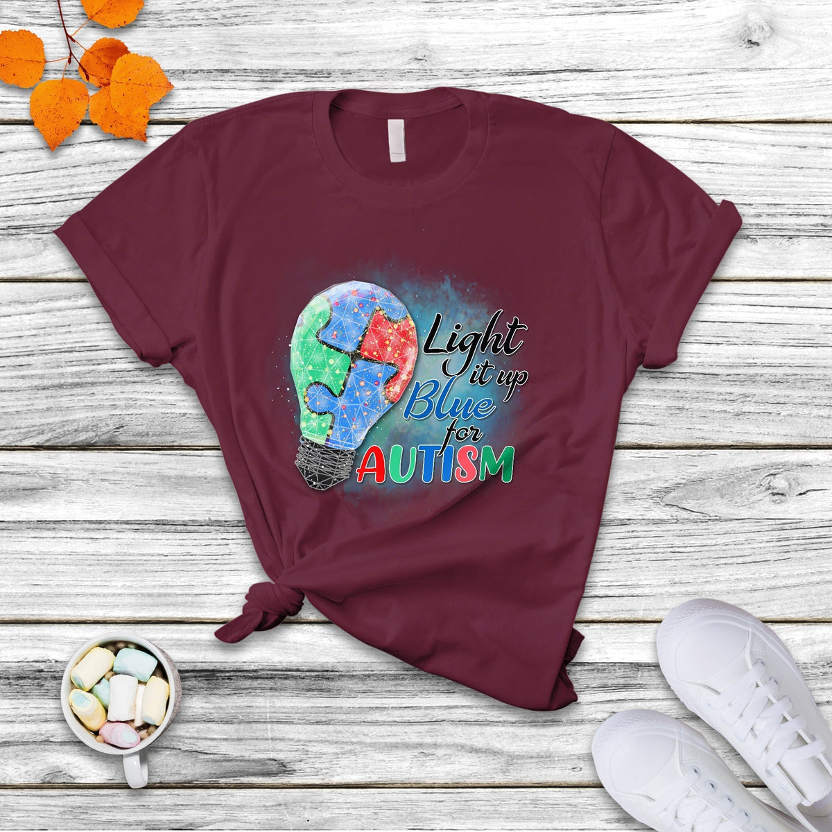 Light Up Blue Autism Awareness Autistic Include Support T Shirt - Wonder Print Shop