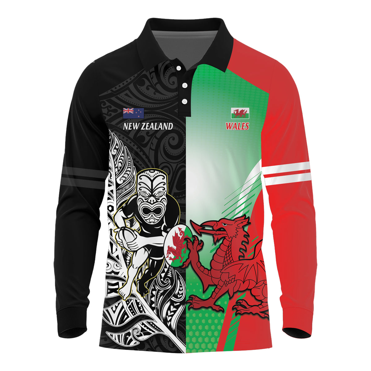 CUSTOMER REQUEST- New Zealand and Wales - 01/10/2025 - Long Sleeve Polo Shirt - LT14