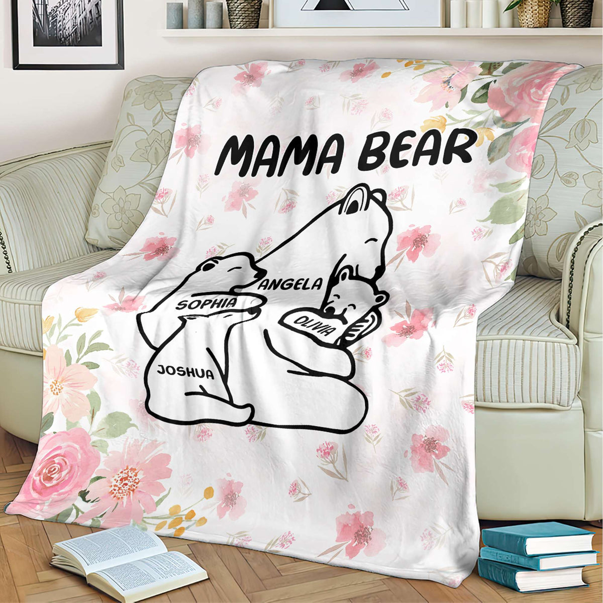 Custom Mother's Day Blanket Mama Bear With Cubs - Wonder Print Shop