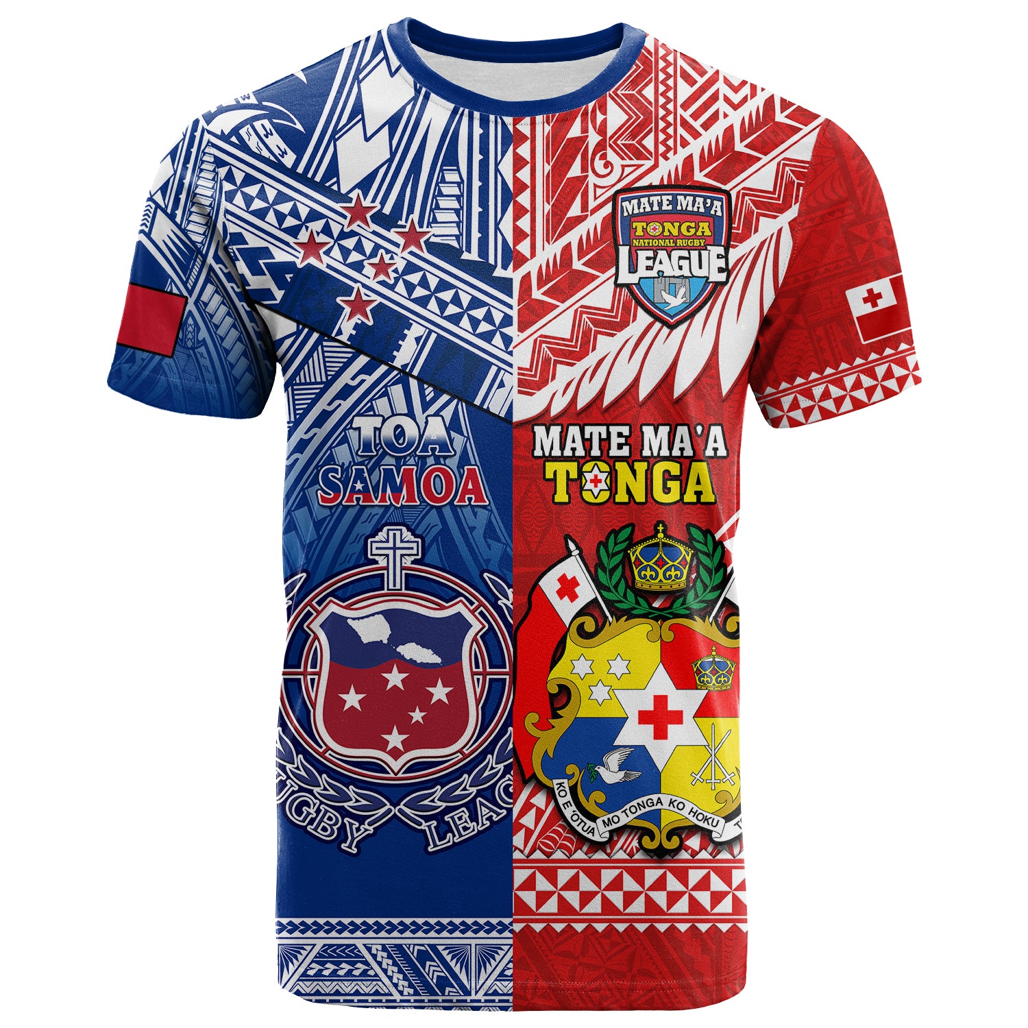 Custom Mate MaA Tonga And Toa Samoa Rugby T Shirt Polynesian Pattern - Wonder Print Shop