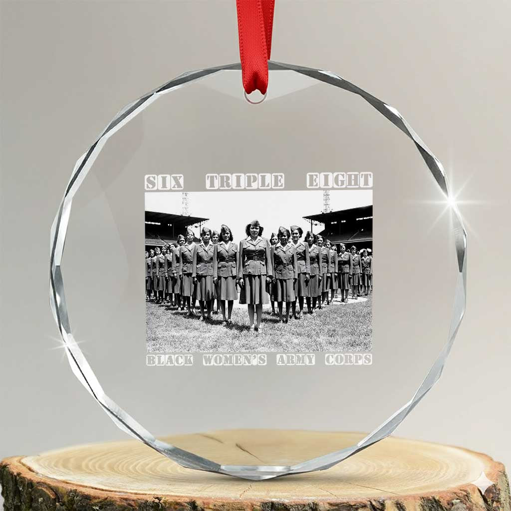 6 Triple 8 Crystal Glass Ornament Black Women's Army Corps 6888th Battalion TS02