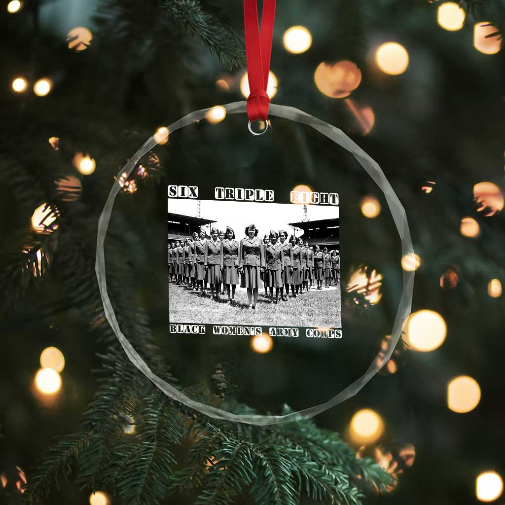 6 Triple 8 Crystal Glass Ornament Black Women's Army Corps 6888th Battalion TS02