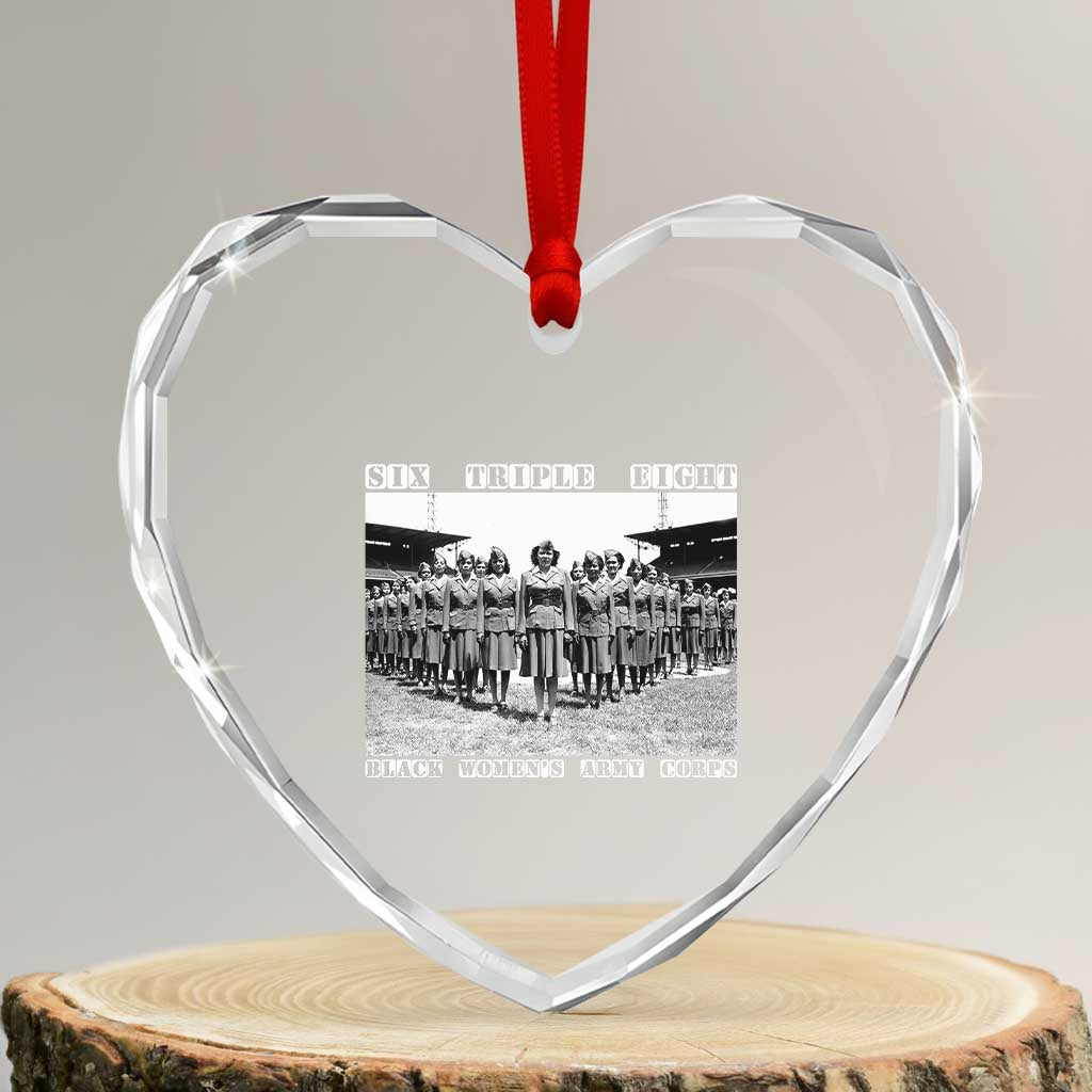 6 Triple 8 Heart Crystal Glass Ornament Black Women's Army Corps 6888th Battalion - Wonder Print Shop