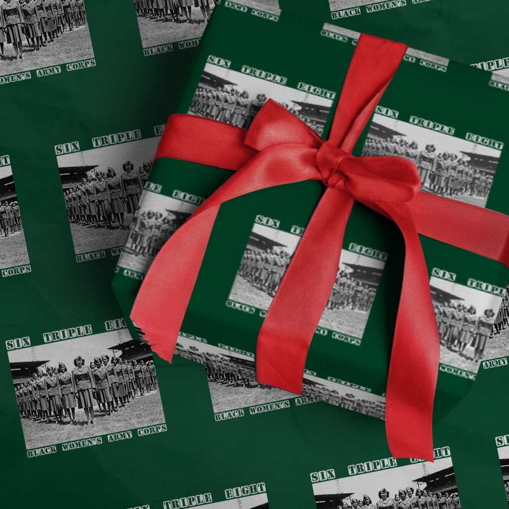 6 Triple 8 Wrapping Paper Roll Black Women's Army Corps 6888th Battalion - Wonder Print Shop